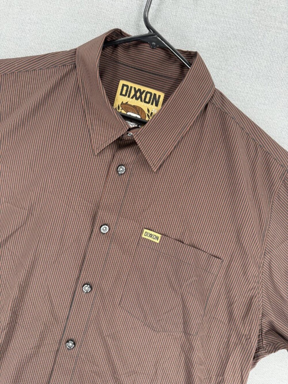 Dixxon Flannel Benny Brown Microstripe Shirt Mens 2XL Dress